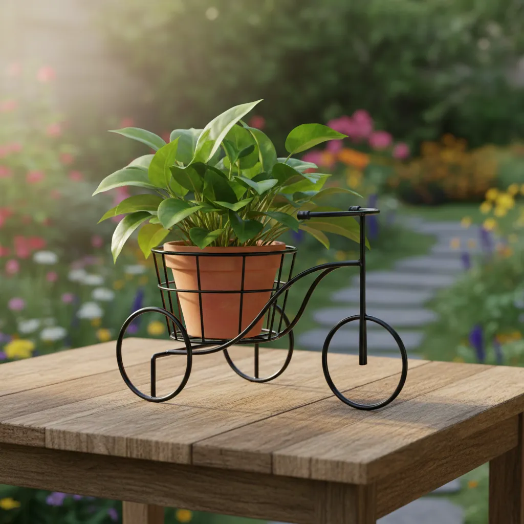 Suporte para Vasos de Plantas Colonial 3 Vasos Bicicleta Preto - Imagem 4