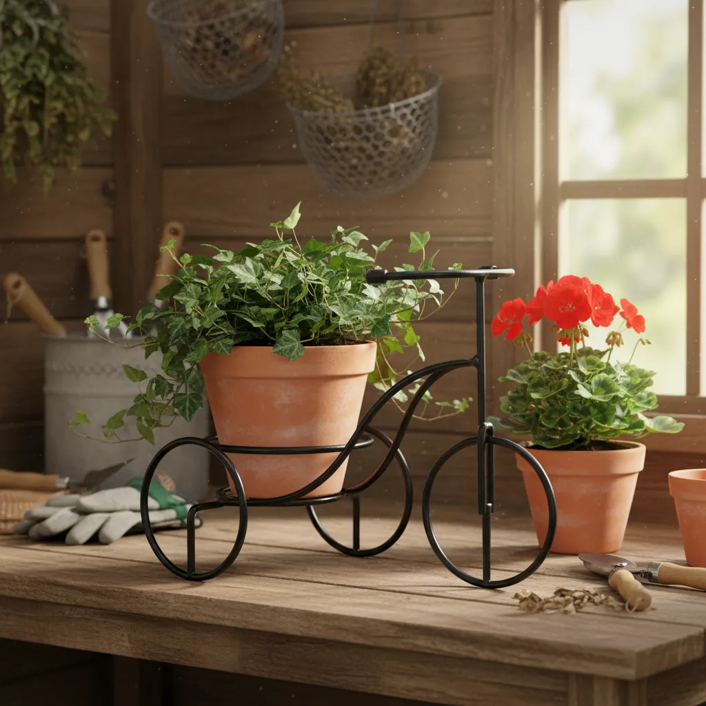 Suporte para Vasos de Plantas Colonial 3 Vasos Bicicleta Preto - Imagem 2